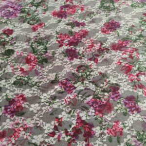 Tkanina koronka wzór kwiaty cena za 05,mbKO4)