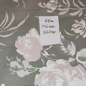 bawełna kwiaty na oliwkowym tle z lycrą ubrania