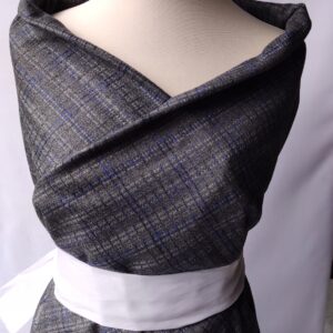 Wełna cena za1mb szaro chabrowa krata (W36)