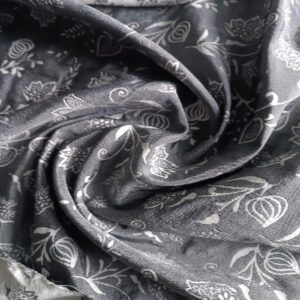 Jedwab 100 % kwiaty szaro ek dwustronny ubrania dekoracje zasłony c.za 0,5m