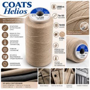 COATS Helios Nić Techniczna Stainless Steel Cotton Tex150 Tkt018 2000 m