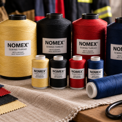 Szpule nici NOMEX w warsztacie tekstylnym